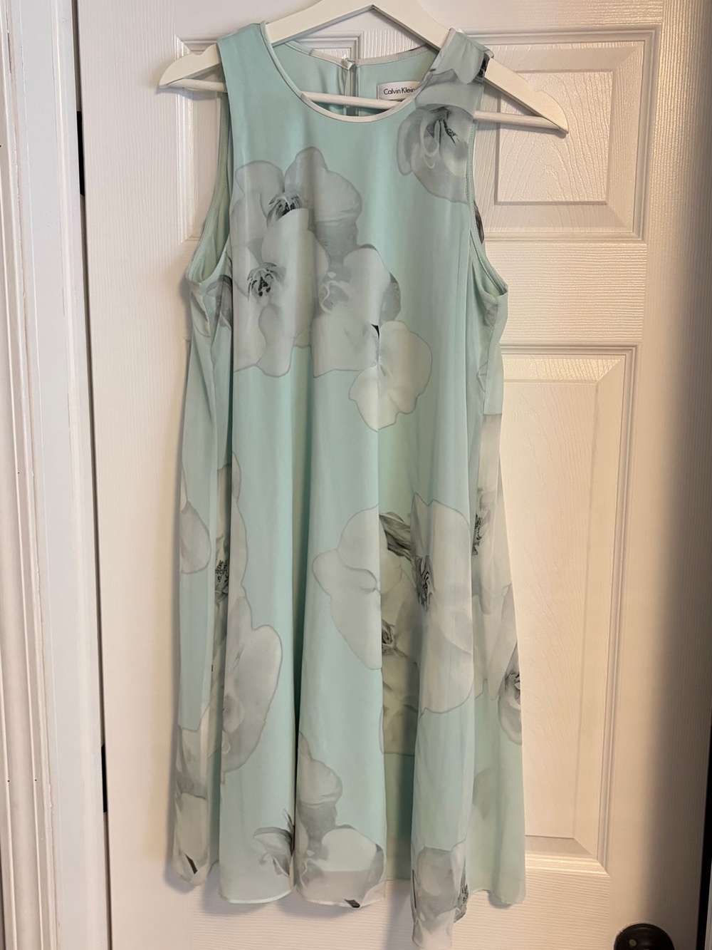 Calvin Klein Mint Green Floral Midi Dress with Shoulder Bow